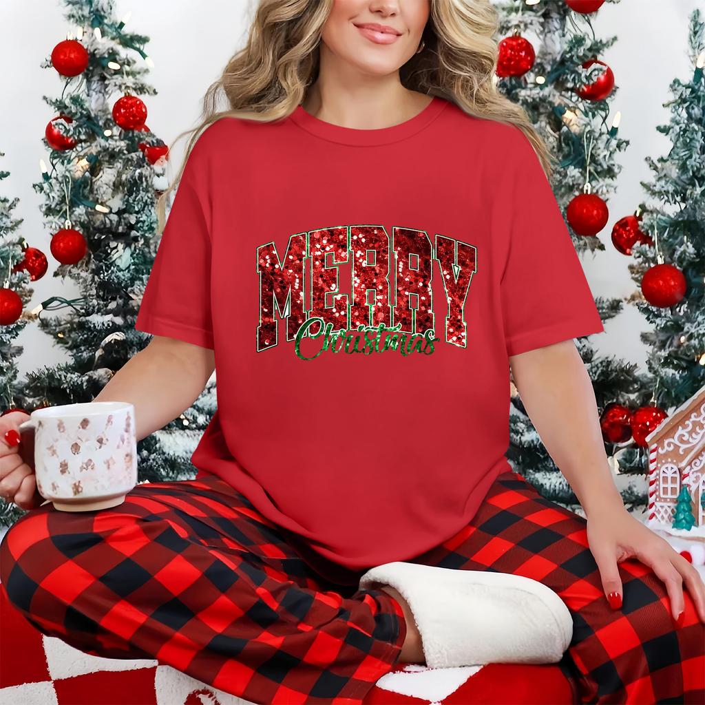 Women's Casual Printed T-Shirt Round Neck Pullover Short Sleeve Top