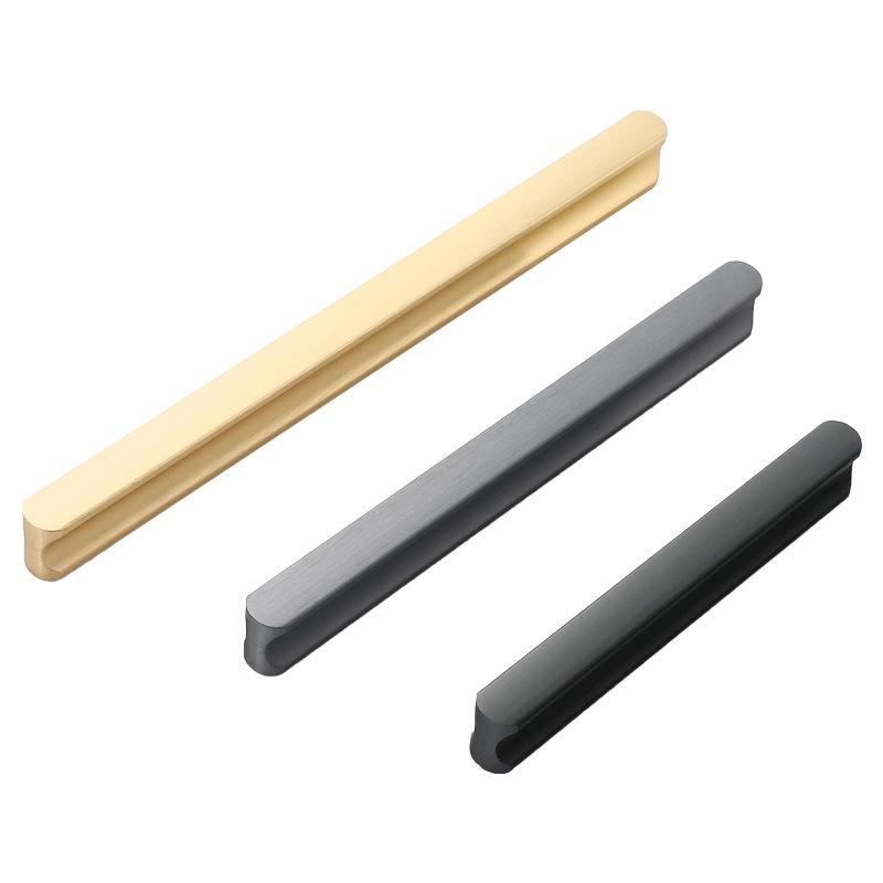 Modern Minimalist Gold Cabinet Handle, Light Luxury I-Shaped Black Drawer Pull
