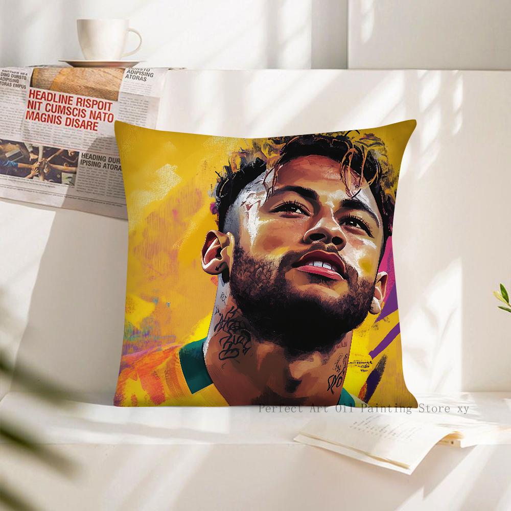 1 Stück F-Fußball N-Neymar Kissenbezug Quadratischer Kissenbezug Schlafzimmer Sofa Raum Dekoration Lässiger Kissenbezug