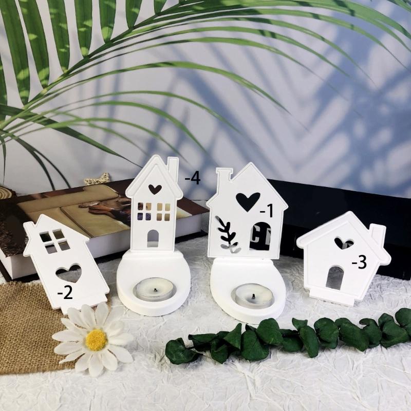 Heart House Candle Holder Molds for Resin Epoxy Casting Mold DIY House Shaped Candlestick Mould with Base Home Decors