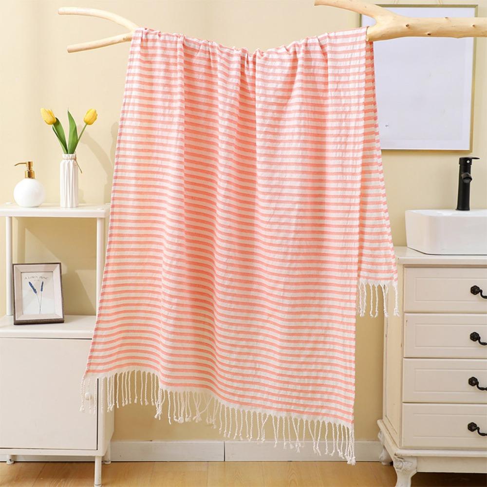 With Tassel Sports Bath Towel Polyester-cotton Swimming Towel Simple Travel Blanket  Spa