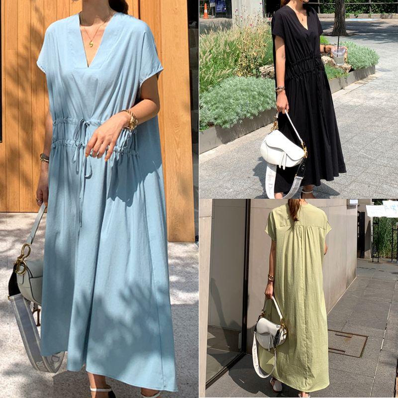 

Women s plus Size Loose Dress Minimalist Short Sleeves Dress Yellow Plus size XXXXXL