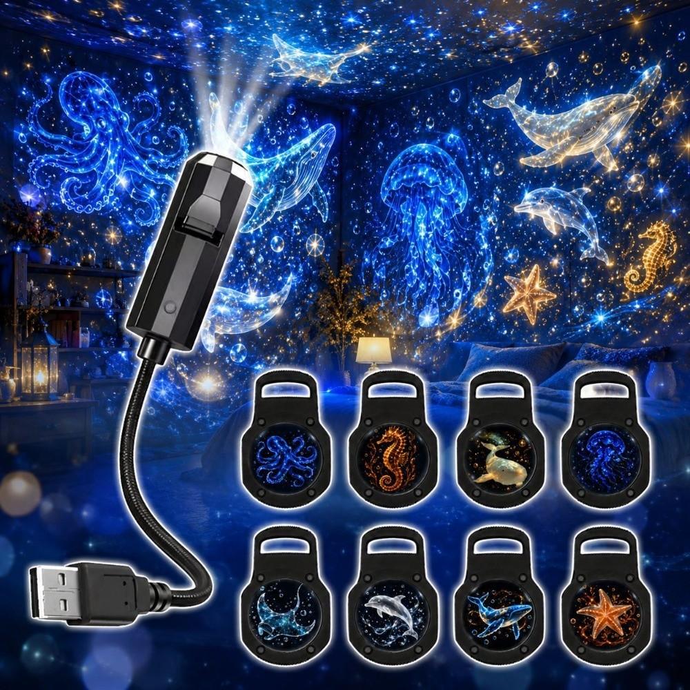 161 Degree Rotating Dreamy Starry Sky Projector USB Powered Flexible Neck USB Plug Projection Lamp Interchangeable Slides