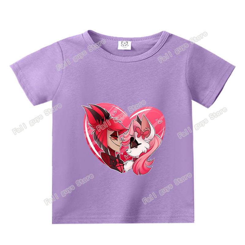 Hazbins Hotel Series Boys Girls TShirt Cute Kids Short Sleeve Tops Cartoon Print Child Clothing Summer Funny Birthday Gifts