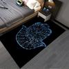 Mandala Hamsa Hand Carpet, Black and Blue Bohemian Living Room Rug Suitable for use as an anti-slip for living room bedroom sofas
