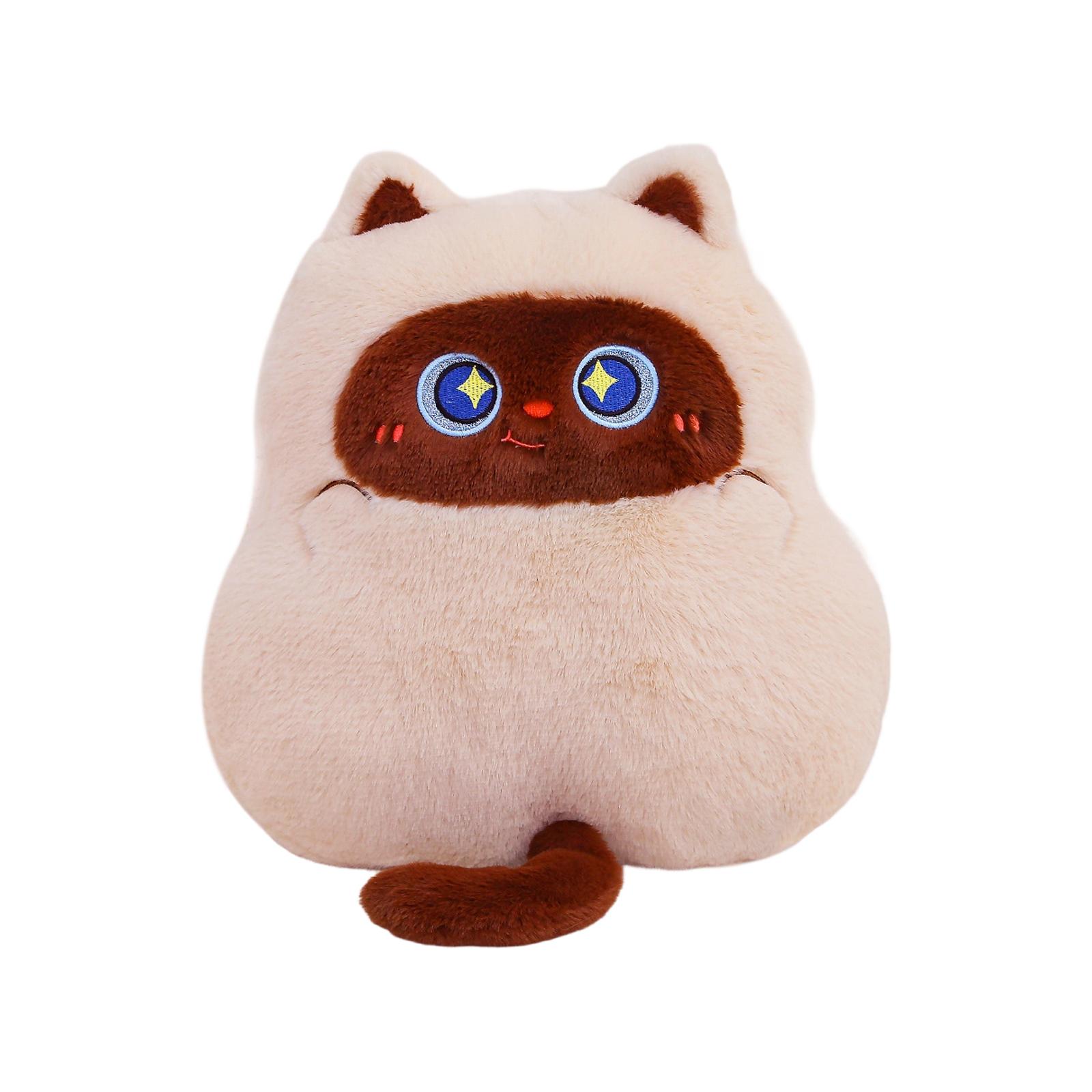 

Plush Cat Stuffed Animal Toy Soft Cushion with Embroidered Face and Tail for Home Office Decor Gift One Size