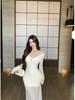 Elegant Mature Women's One-Shoulder Mesh Long-Sleeve Slim Fit Formal Dress 2026
