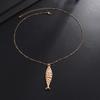 New Punk Gold Color Fish Pendant Choker Necklace for Men Summer Adjustable Metal Neck Chain Party Jewelry Accessories New