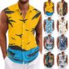 Camisa Masculina Havaiana de Lapela com Botões Camiseta Top