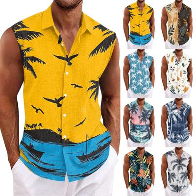 Męska hawajska koszula z klapami zapinana na guziki T-shirt top