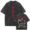 Chainsaw Man Bomb Devil Reze Dual-Sided Vintage Washed Oversized T-Shirt Dark Grunge Anime Streetwear Unisex T-shirt