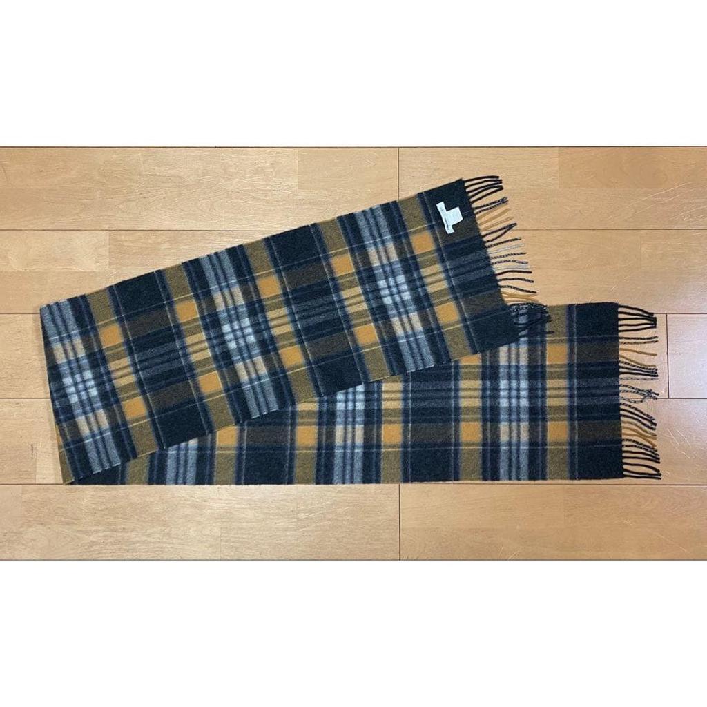 Used Johnstons 100% Cashmere Check Scarf Made in UK