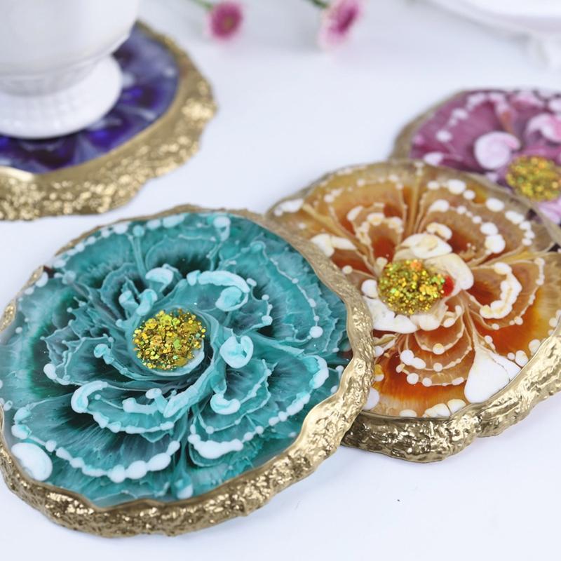 Resin Silicone Coaster Molds for Resin,Geode Coaster Molds for Resin Casting,Epoxy Resin Molds for Tray Coasters Making