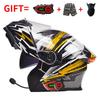Bluetooth Smart Tail Light Motorcycle Flip-Up Helmet Men Women All Season Full Face Off-Road Riding