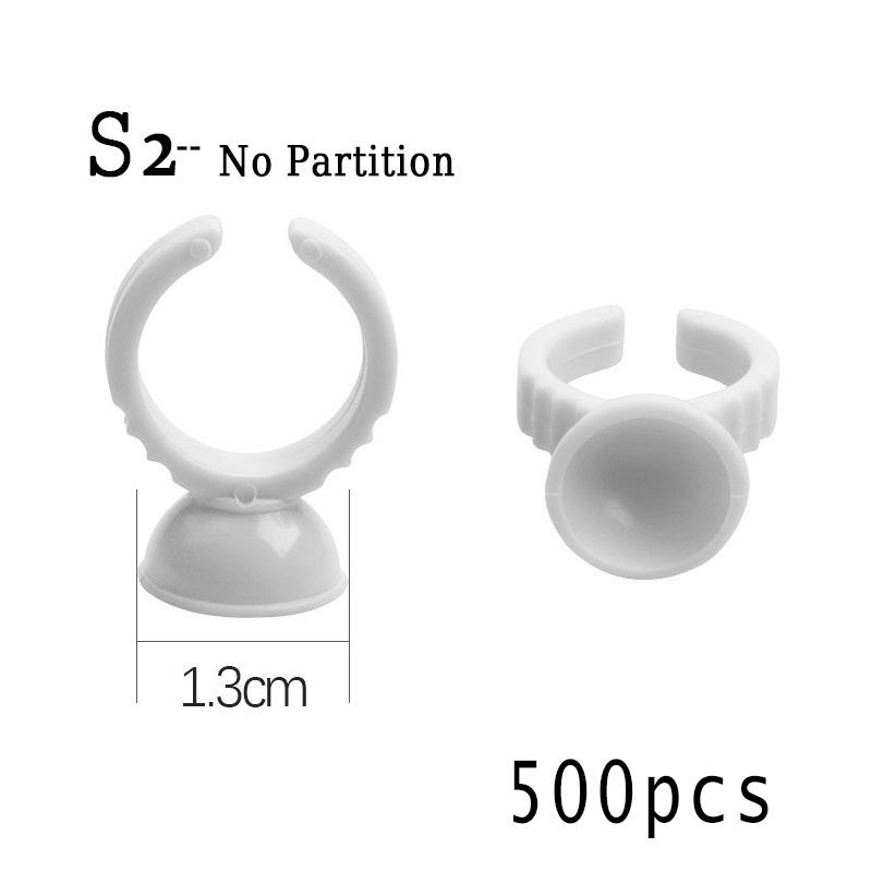 

500 шт. одноразовые клеевые кольца, держатель для наращивания ресниц, кольцевые чашки для пигментных татуировок, ногтей, клеевых чернил White-S2