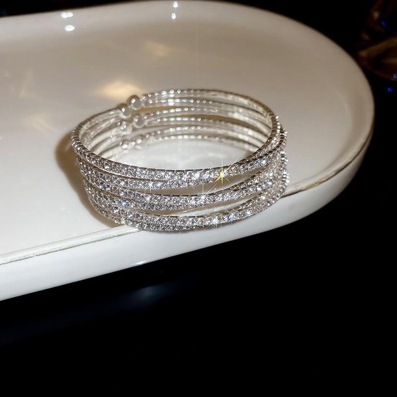 Pulsera coreana ajustable de flor de rombo de circón - Joyería elegante y versátil para mujer