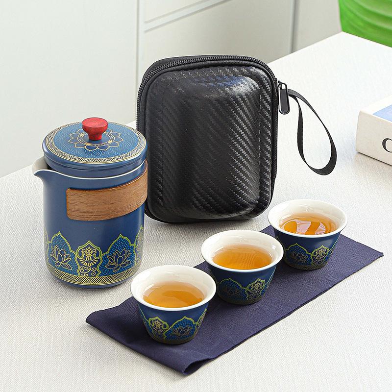 

Modern Simplicity, One Pot, Three Cups Of Outdoor Tea, Portable Travel Tea Set, Storage, Business Gifts, Express Cup