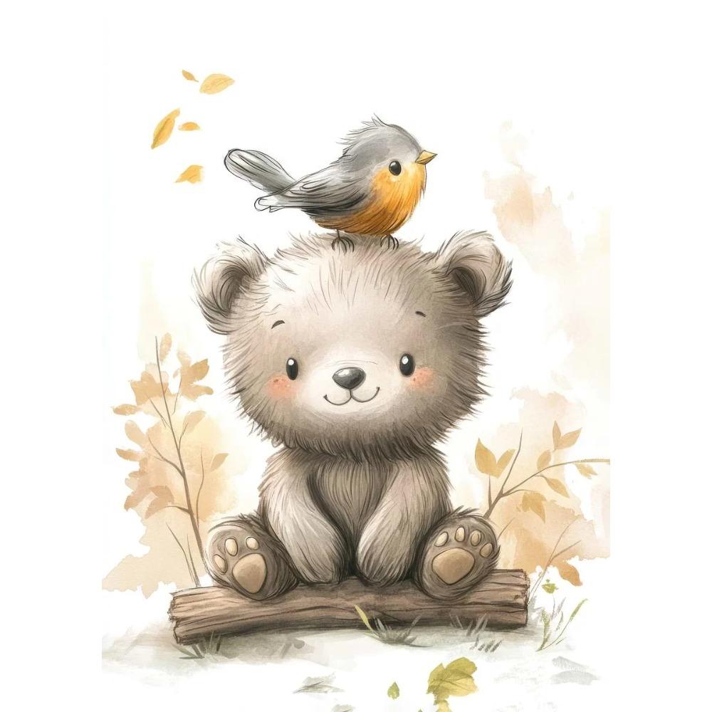 Boho Style Cartoon Animal Illustrations Posters Prints Canvas Painting Wall Art Picture Living Room Home Baby Room Nursery Decor