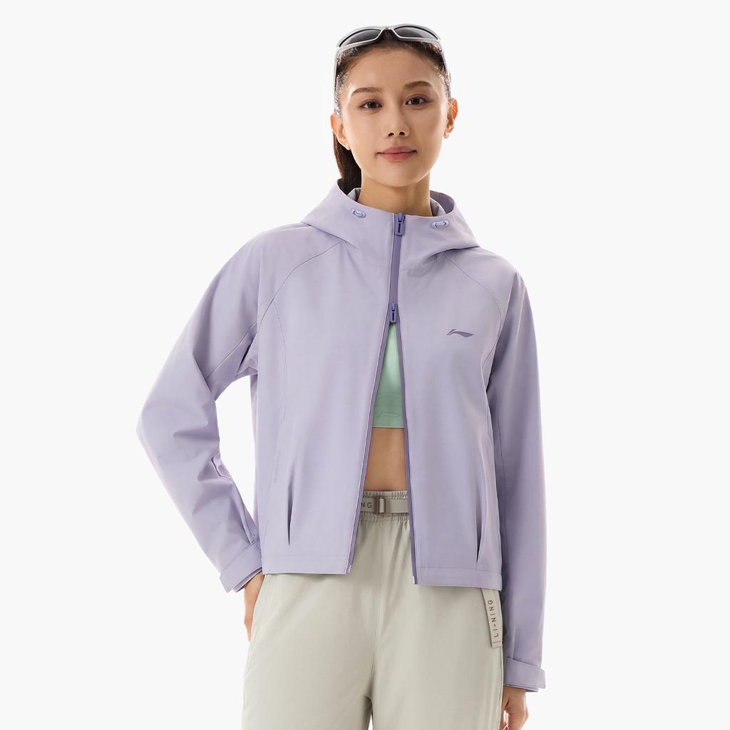 Li Ning Fitness Series Hooded Logo Stitching Sports Windbreaker Women outerwear AFDW738-3