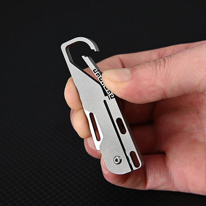 D2 Blade Titanium Alloy Folding Knife With KeyChain Pendant High Hardness EDC Pocket Knife Outdoor Camping Equipment Tool Gift