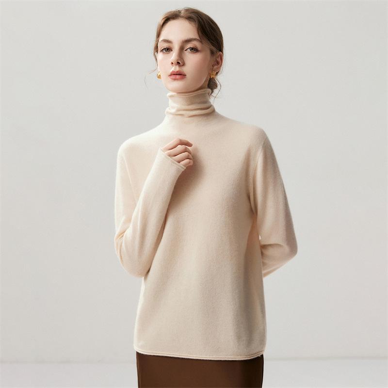 Lekasha Women's Cashmere High-Neck Twelve-Needle Knit Sweater