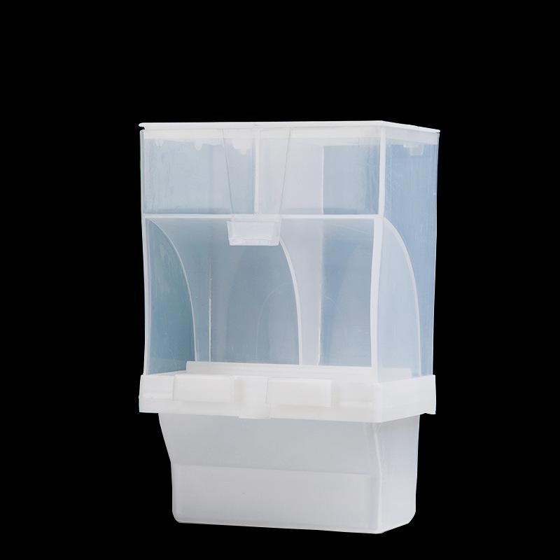 Papageien-Futterspender mit Auslaufschutz und Hülsentrennung für Nymphensittiche