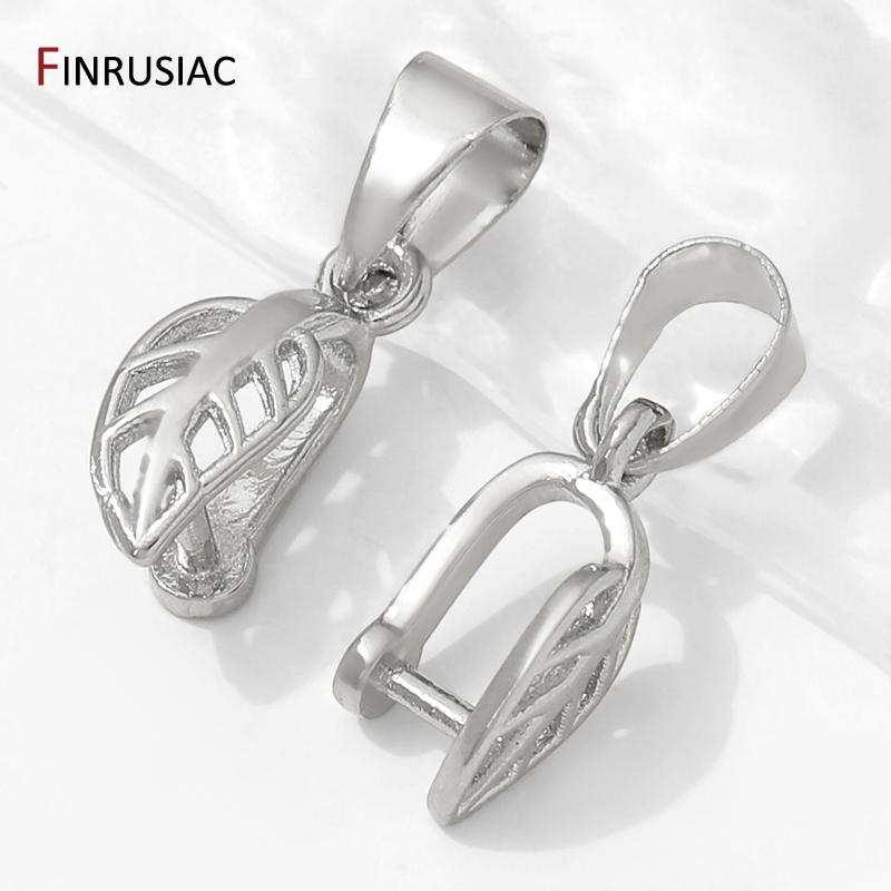 14/18K Gold Plated Brass Pendant Bails Clasps,Bailes For Jewelry,Leaf Shape Pendant Holder Bail For DIY Jewelry Making Findings