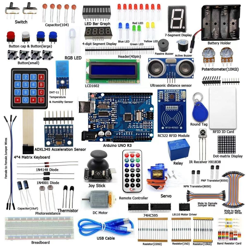 Suitable for UNO Starter Kit Component Pack Beginners 'Starter Kit MEGA2560 +1602+0.96-inch DIY Set