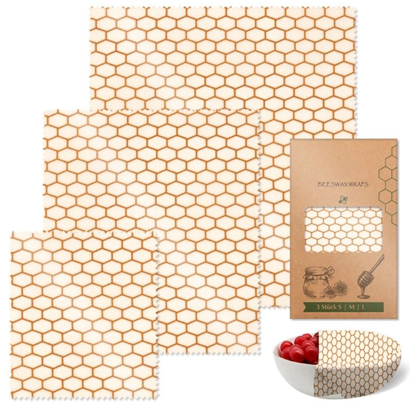 Practical Freshness Keeping Beeswaxs Cloth Set 3 Pack Natural To Food Wrap Kitchen Supplies Portable for Household Use