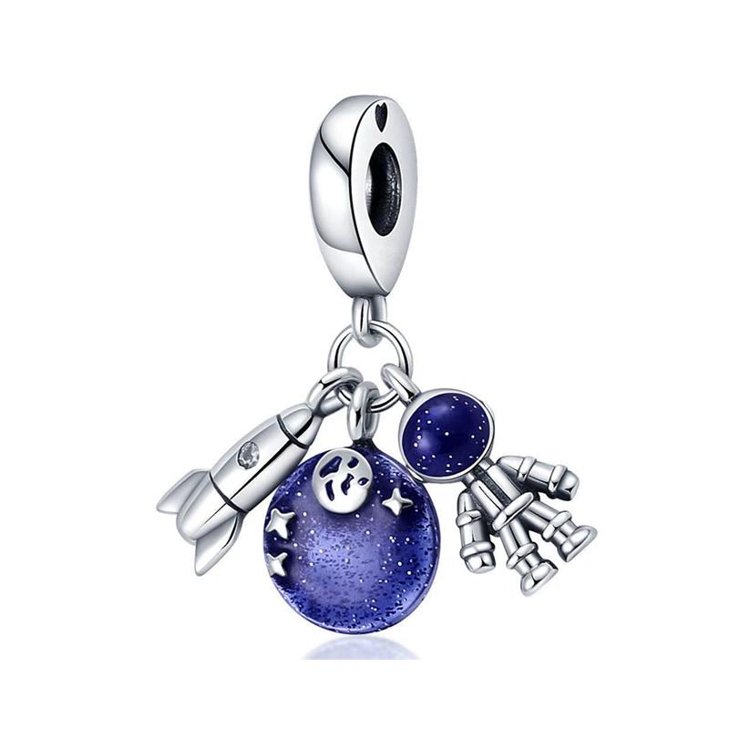 Fine Blue Starry Sky Series Astronaut Star & Crescent Moon Mysterious Alien Sun Fit Original Bracelet Diy Jewelry Gifts