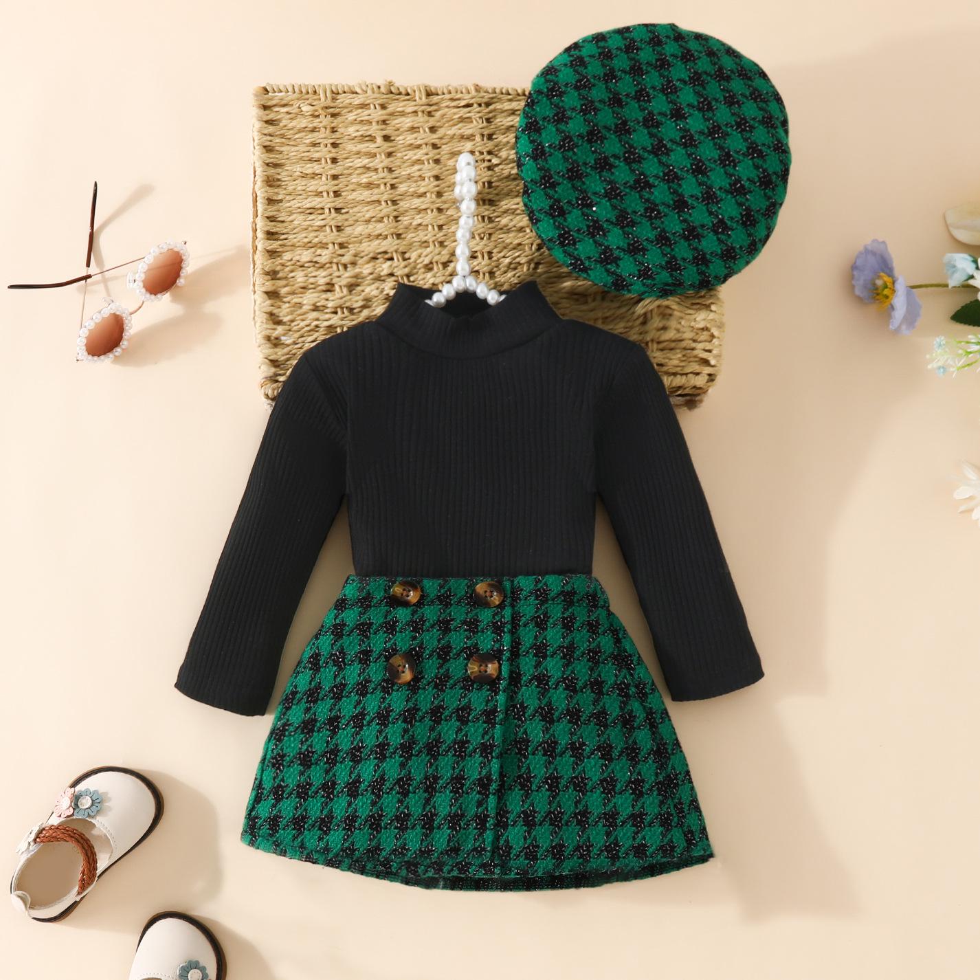

Toddler Girl Long Sleeve Turtleneck and Plaid Skirt Set 12-18 Months