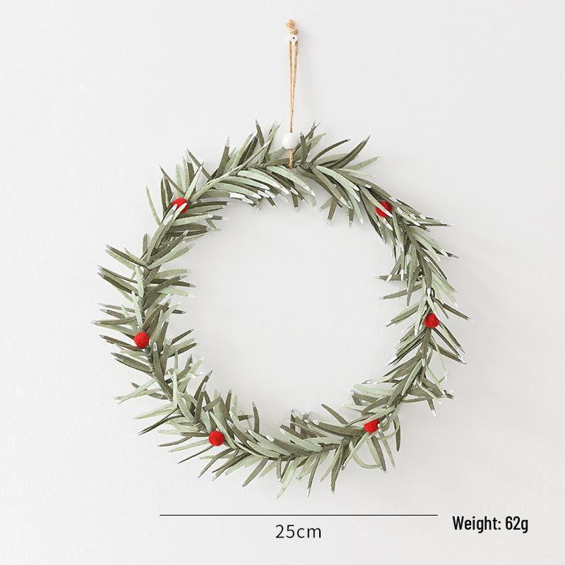 Red Berry Pine Wreath Decoration with Small Christmas Tree for Home Display