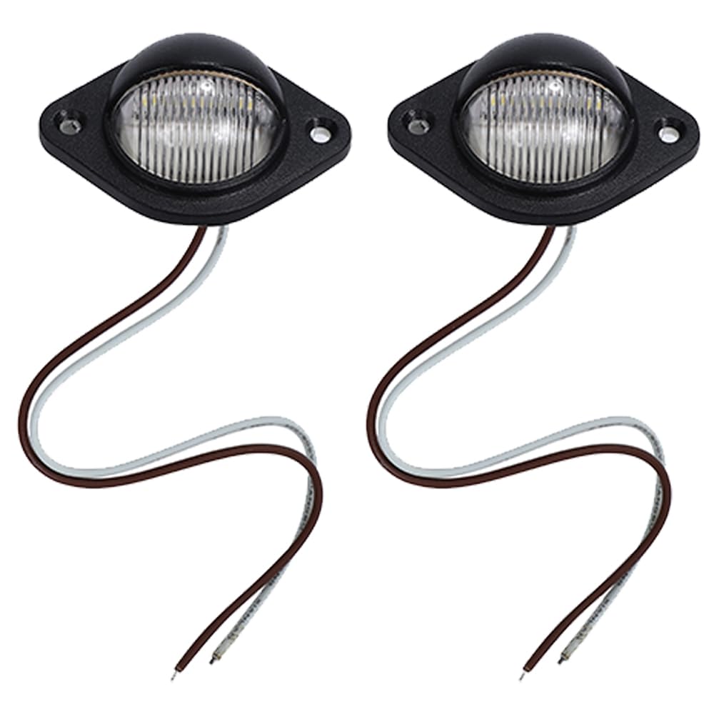 2 Pack Truck LED License Plate Lamp Marker Lamp White Glow 24V Trailer Dump Large Car (Black)