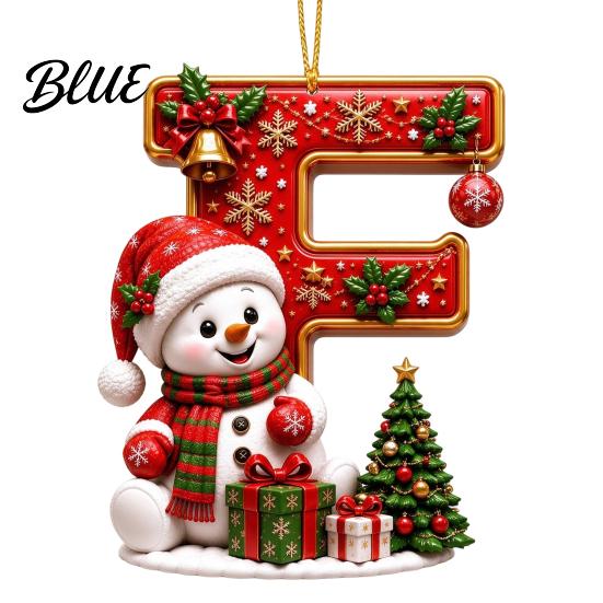 Weihnachtsdekoration für den Innenbereich Niedlicher Schneemann Buchstabe Weihnachtsbaumschmuck 2D Flach Personalisiert A-Z Alphabet Weihnachten Feier Zubehör Acryl Hängender Anhänger