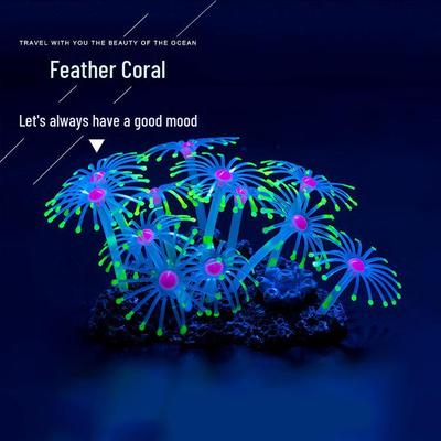 Silicone Leaf Fish Tank Decorations - Feather Simulation Coral Landscaping Aquarium Accessories