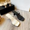 New Style Slippers, Women's Shoes, Mid-heel, Thin Strap, One-strap, Versatile Sandals