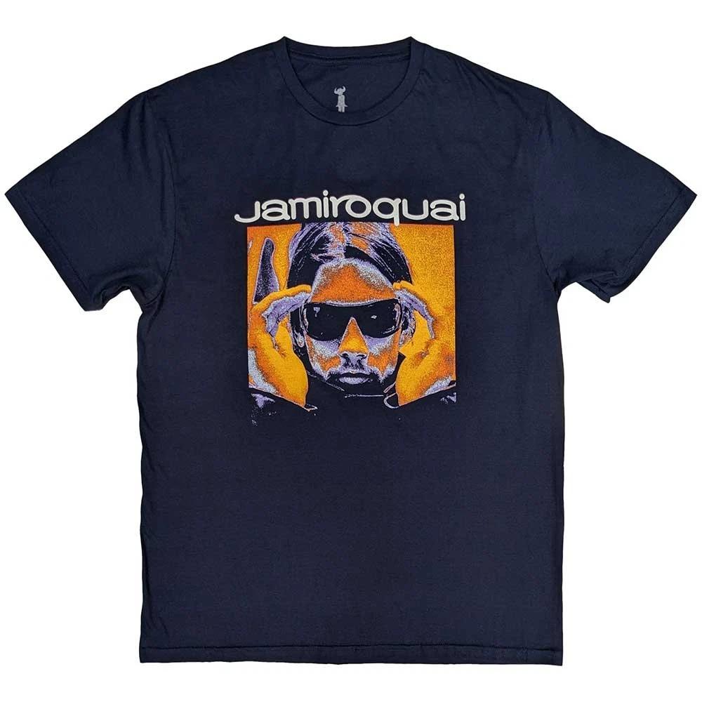 Унисекс футболка Jamiroquai: Оранжевое сияние (Темно-синий) (Маленький) 2XL