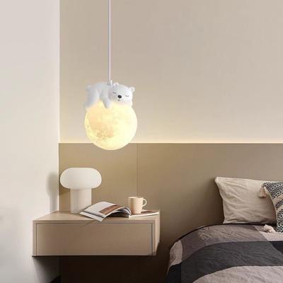 Panda Pendant Light 3D Moon Planet Hanging Lamp Bear Rabbit Chandelier with G9 LED Bulb Bedroom Ceiling Lamp for Kids