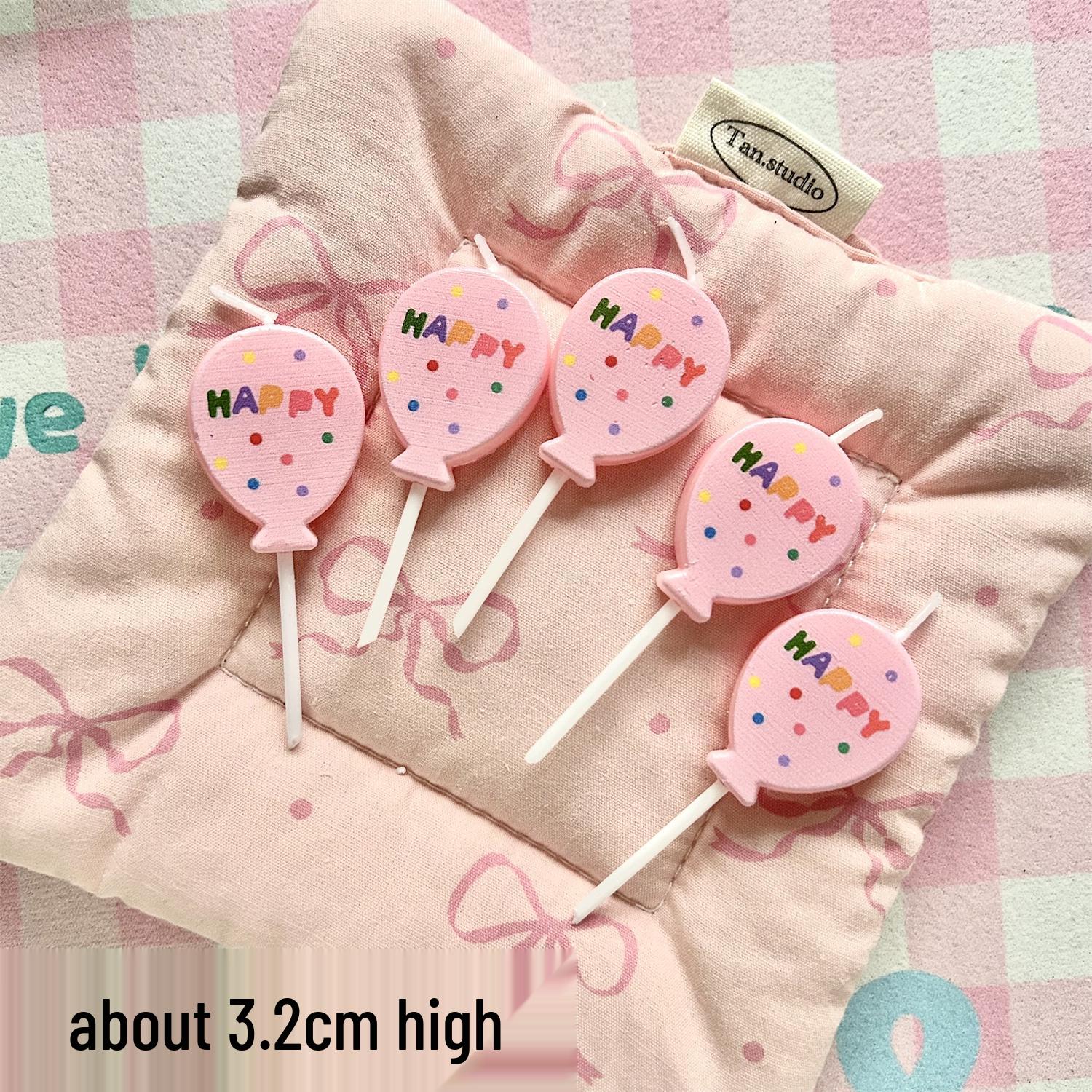 

Korean Pink Balloon Birthday Cake Candles