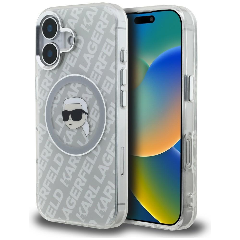 Karl Lagerfeld IML Karl Head Logo MagSafe Case for iPhone 16 Gray
