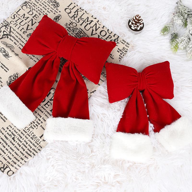 Velvet Red Christmas Bow Tree Ornament for Festive Decor