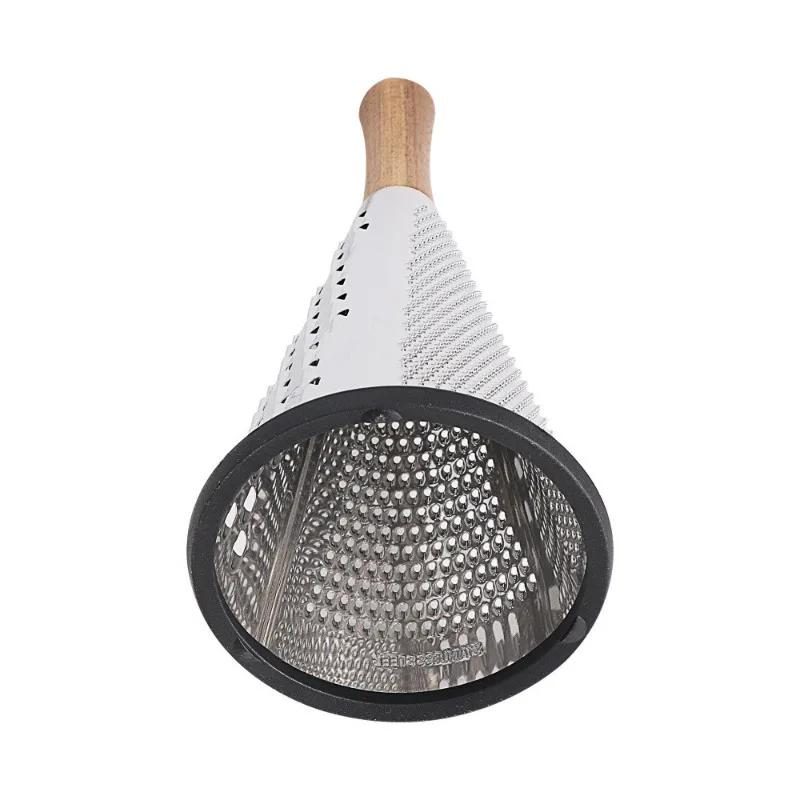 Vertical Stainless Steel Tri-Plane Vegetable Grater Cheese Shredder Wooden Handle Multi-function Fruit Peeler