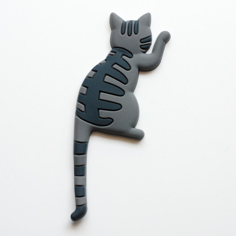 

Cute Cat Fridge Sticker Magnet Hook, Cartoon Cat Design Bendable Tail for Keys, Notes Photos, Magnetic Sticker for Refrigerator