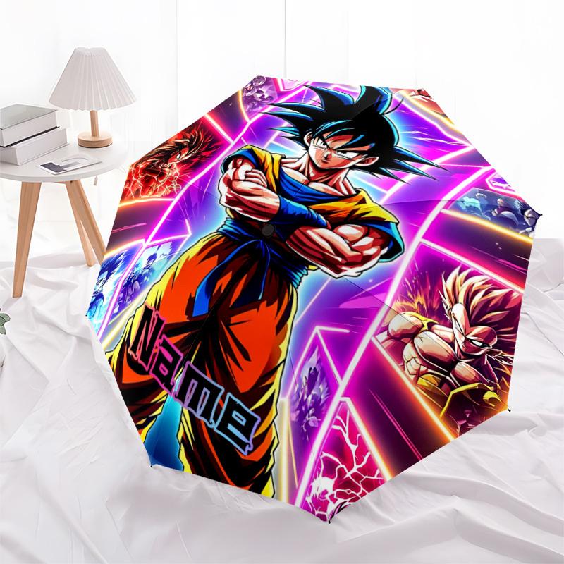 1pc Saiyan Super Saiyan Custom Name Automatic Folding Umbrella, Durable Plastic & Iron, Lightweight for Outdoor Daily Use S1230028