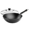 ZISIZ 32cm No-Seasoning Non-Stick Cast Iron Wok