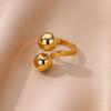 Exaggerated Stainless Steel Bead Ball Rings For Women Men Open Adjustable Gold Color Stainless Steel Ring Waterproof Jewelry