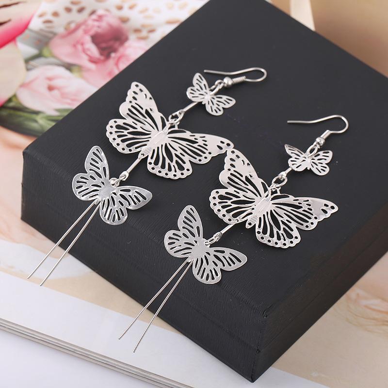 Design 3 Butterfly Shape Tassel Clip On Earrings Wihtout Piercing For Women Fashion Luxury Big Statement Earrings