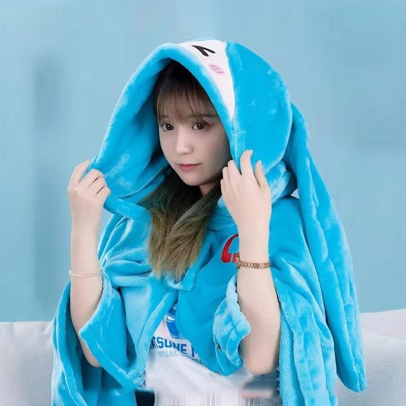 Hatsune Itabag Multi Functional Hooded Air Conditioning Blanket Soft And Warm Siesta Shawl Miku Flannel Cloak Gift Kawaii