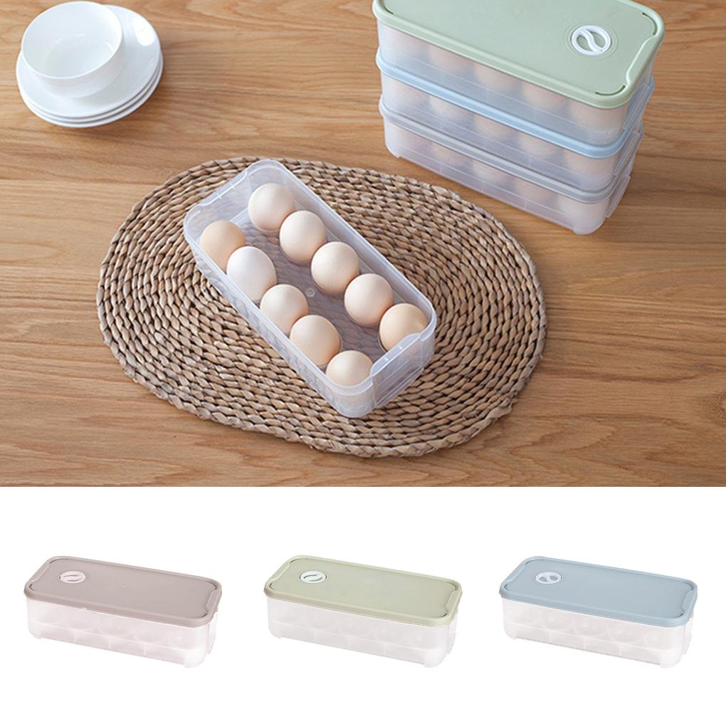 Egg Storage Box Plastic Egg Organizer Grids Kitchen Container with Lid