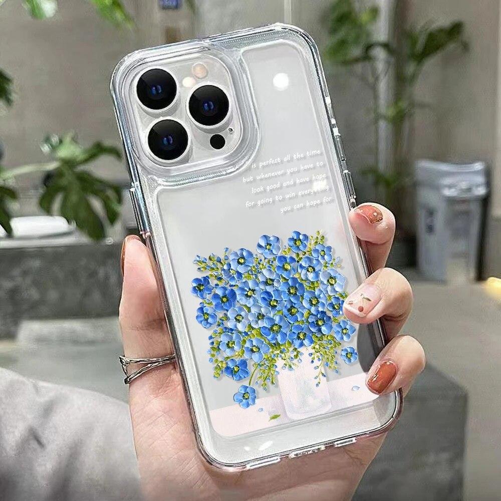 Retro Olejomalba Květiny Nárazuvzdorný Kryt pro iPhone 11 14 13 12 Pro Max Kryt iPhone XS Max XR X 7 8 14 15 Plus SE 2020